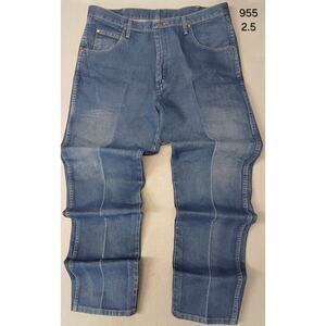 Wrangler (38x36) Men's Creased Straight Blue Denim Jeans